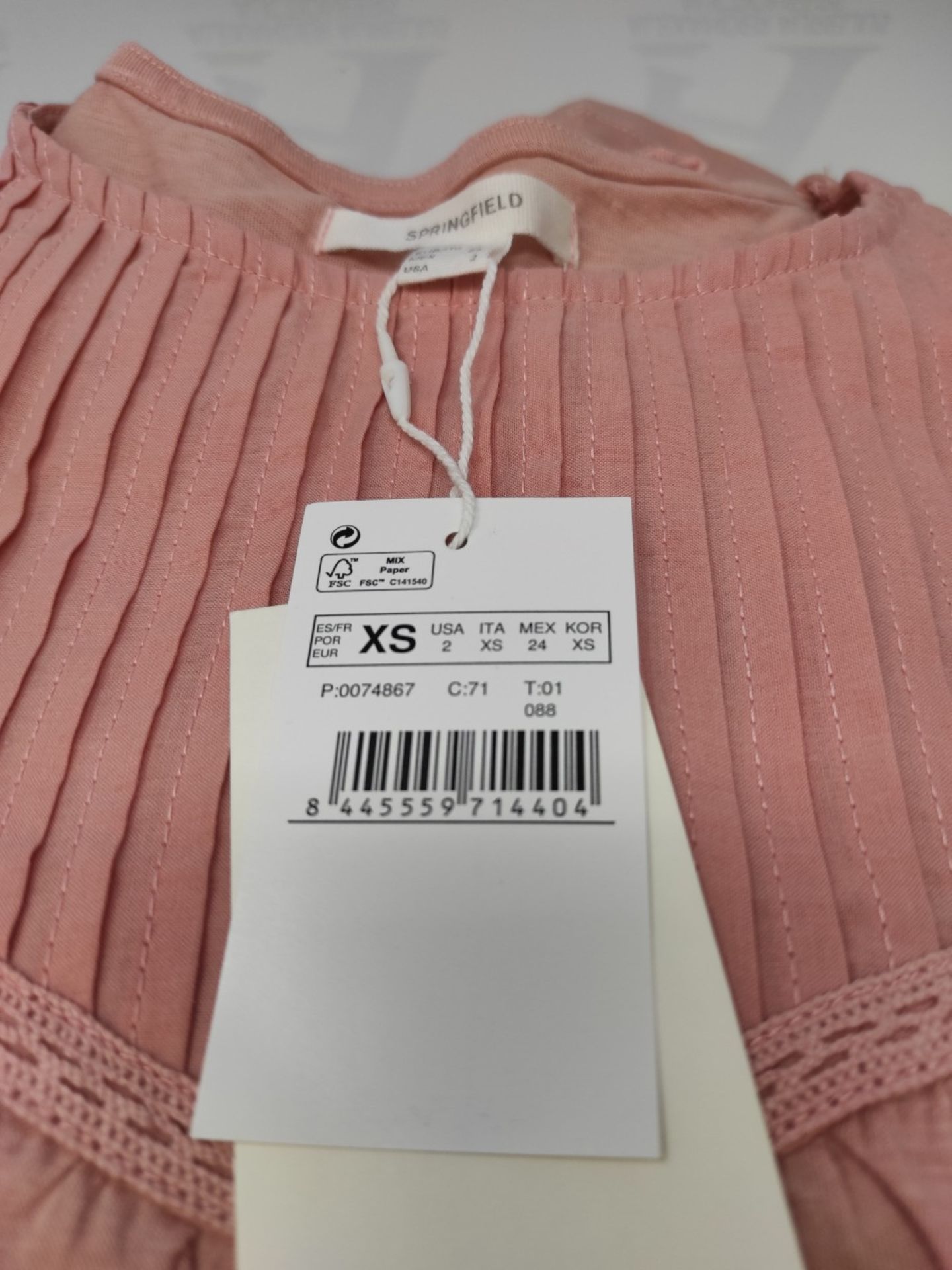 Springfield Pleated Bicolor Blouse T-Shirt, Pink, XS Woman - Image 3 of 3