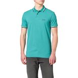 BOSS Men's Paul Curved 10196402 01 Polo Shirt, Turquoise/Aqua447, M