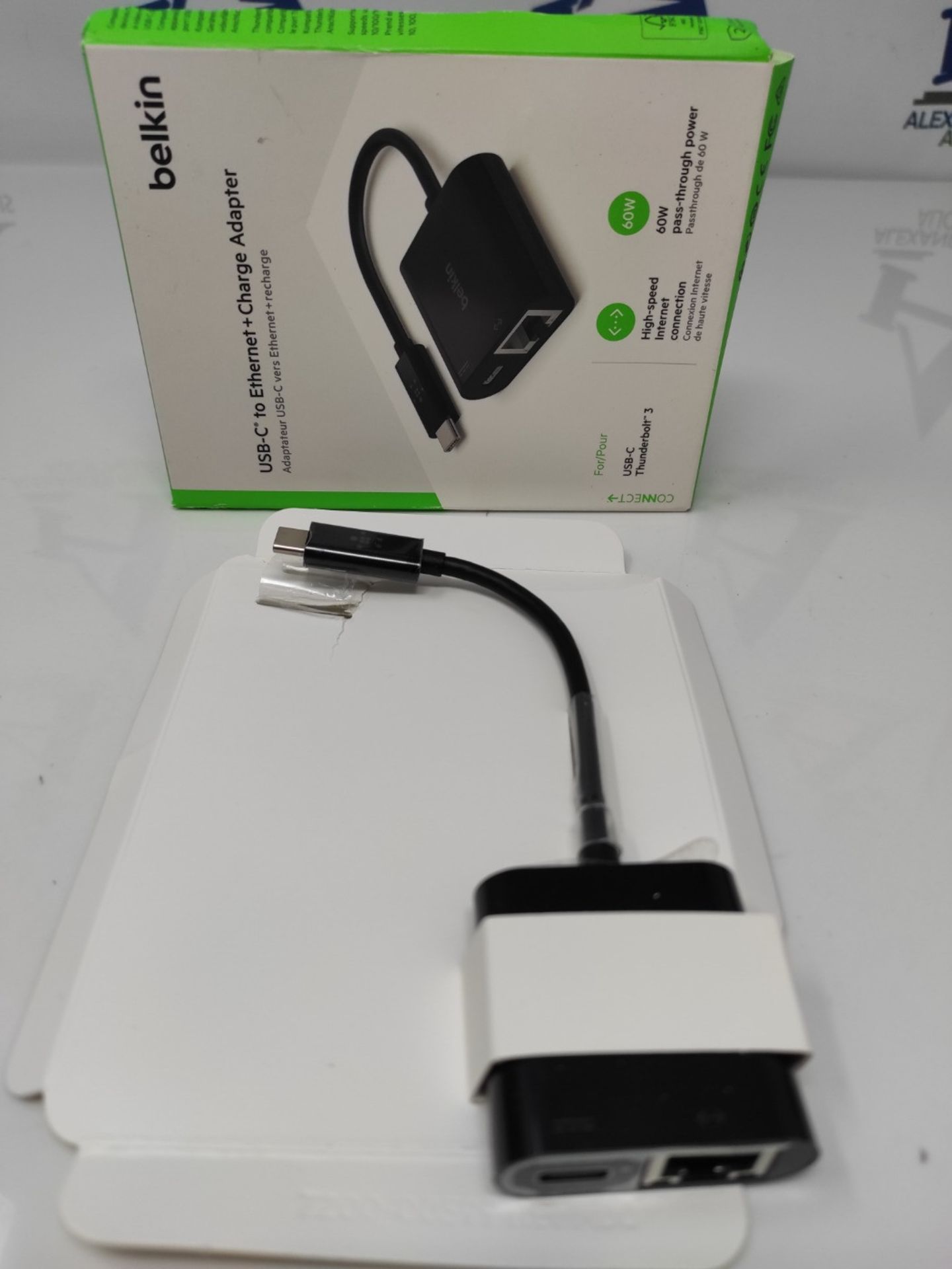 Belkin USB-C to Ethernet Adapter + Charge (60W Passthrough Power for Connected Devices - Image 2 of 2