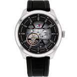 RRP £123.00 Tommy Hilfiger automatic watch for men with black silicon strap - 1791886