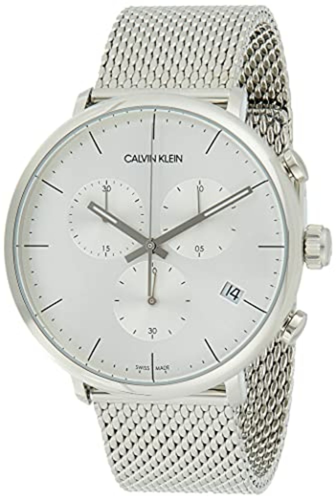 RRP £112.00 Calvin Klein Unisex Adult Chronograph Quartz Watch with Stainless Steel Bracelet K8M27