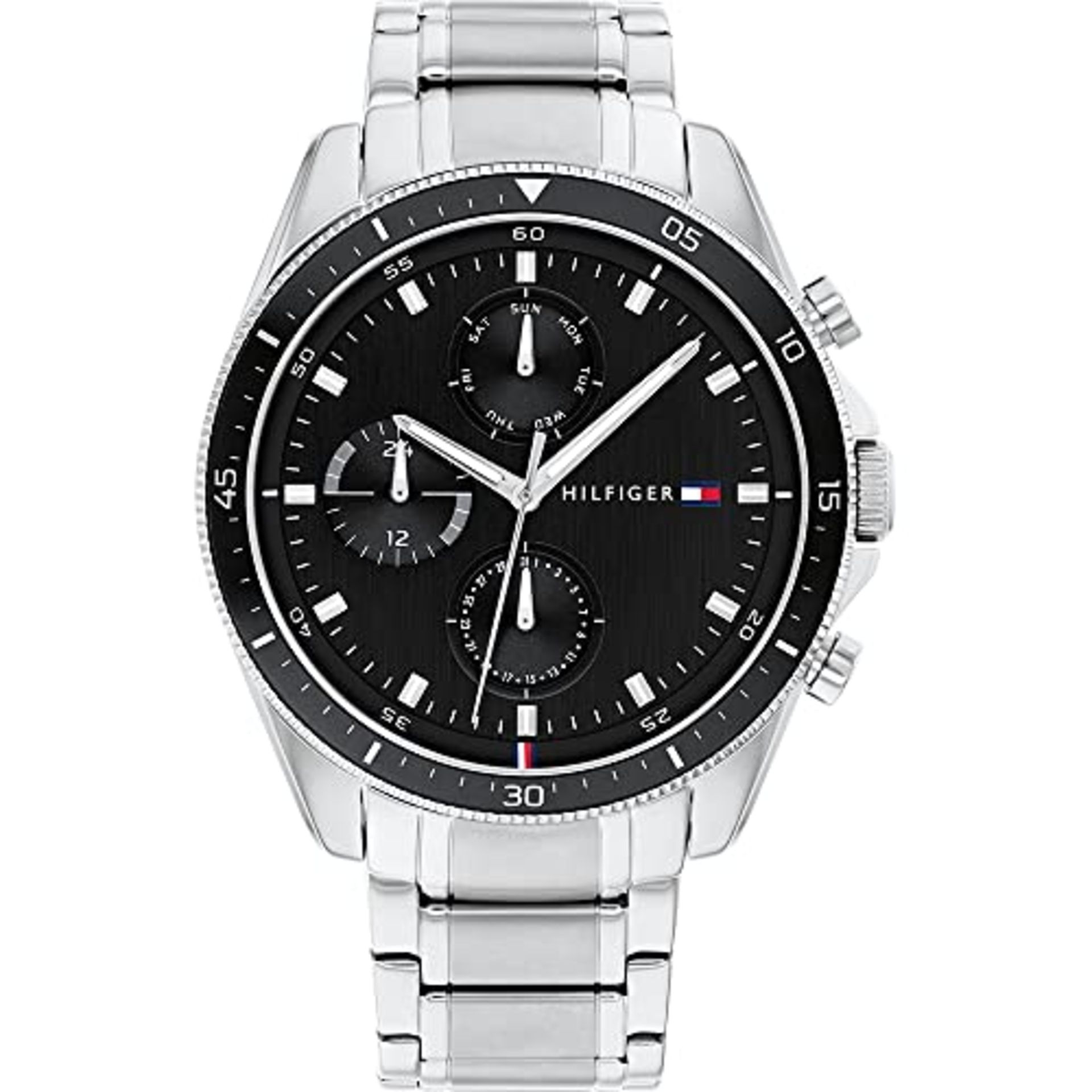 RRP £118.00 Tommy Hilfiger Analog Multifunction Quartz Watch for Men with Silver Stainless Steel B