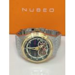 RRP £364.00 Nubeo Men's 49mm Space Galileo Green Automatic Watch with Solid Stainless Steel Bracel