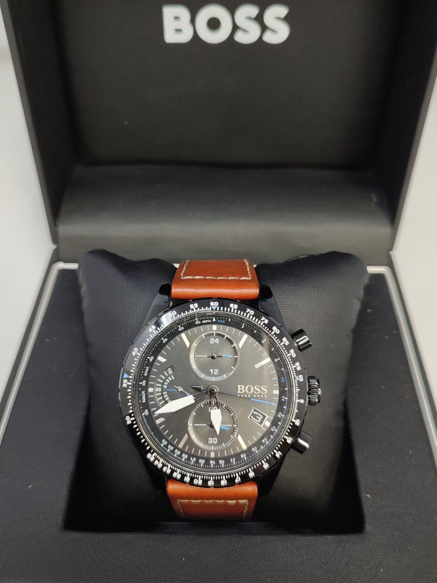 RRP £213.00 BOSS Chronograph Quartz Watch for Men with Light Brown Leather Strap - 1513851 - Image 2 of 3