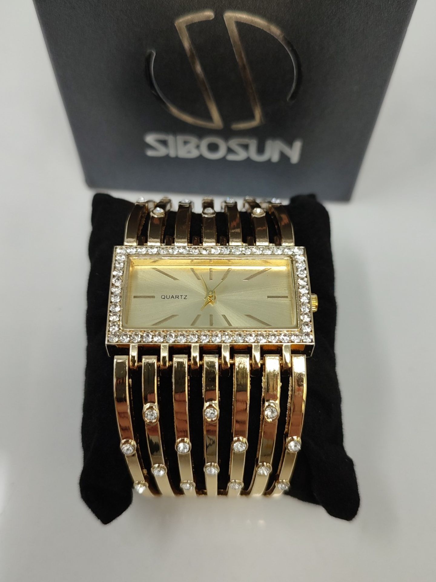 SIBOSUN Women's Watch, Bling Women's Watch, Iced Out Rectangular Dial Watch, Fashion W