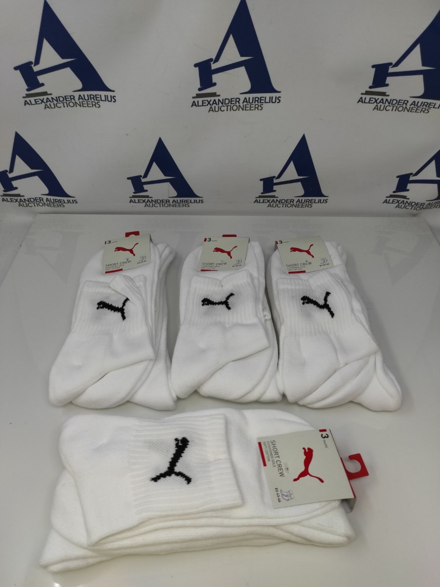 PUMA Unisex Short Crew Socks Sport Socks with Terry Sole 12 Pack (White, 43-46)