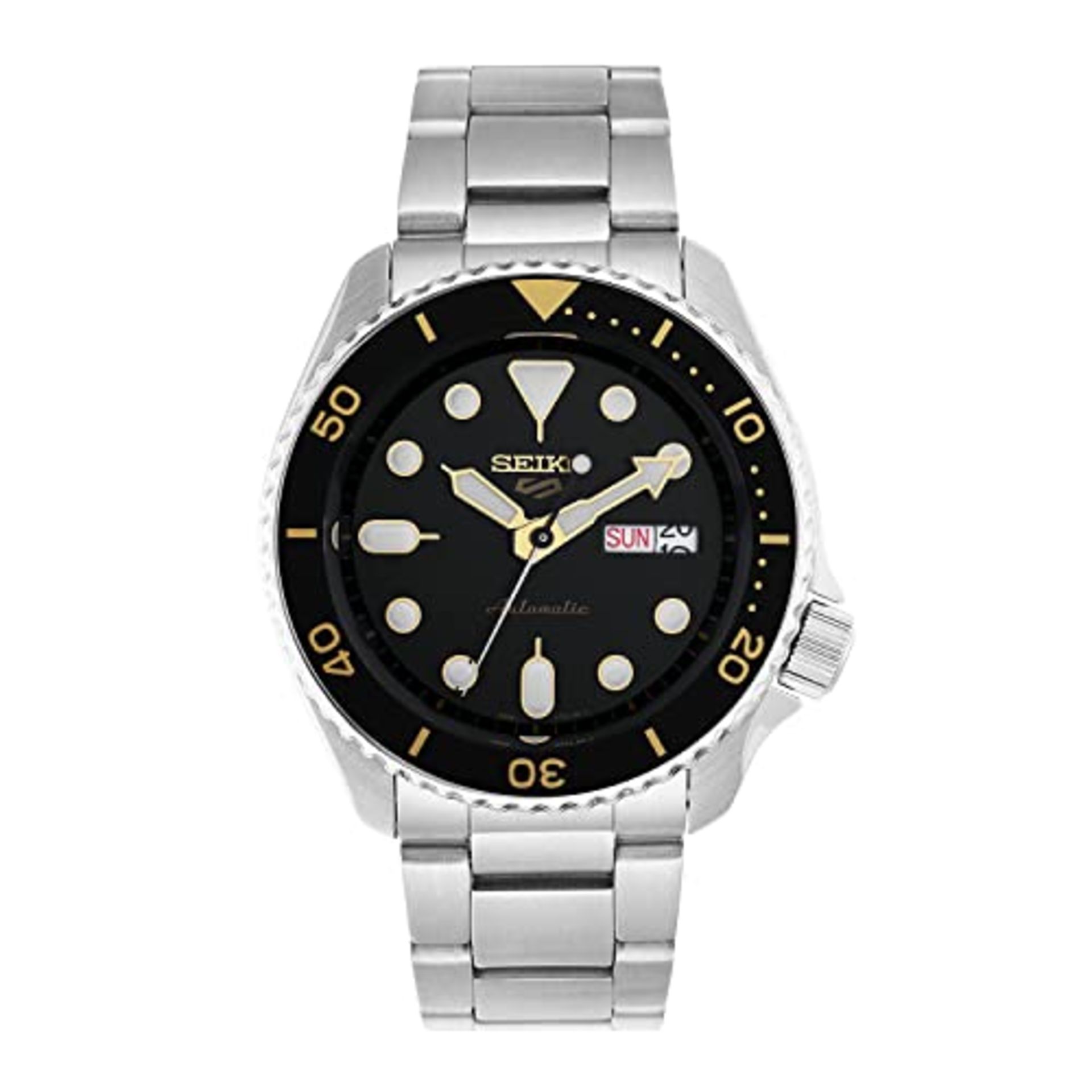RRP £188.00 Seiko 5 Sports Men's Watch Automatic Stainless Steel with Stainless Steel Band SRPD57K
