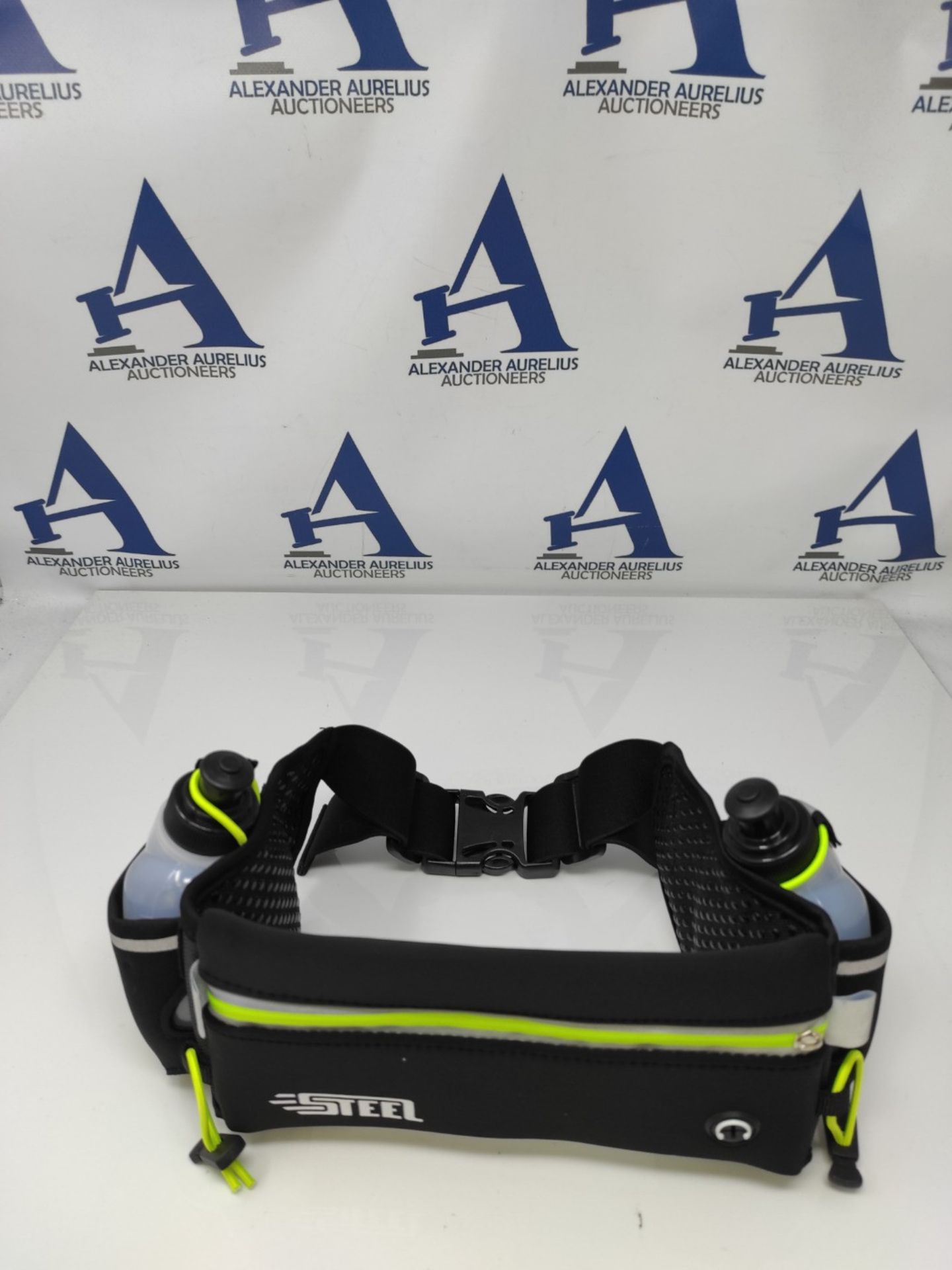 Running Waist Belt, Sport Belt Bag with Soft Water Bottle Holder Waterproof Pocket for