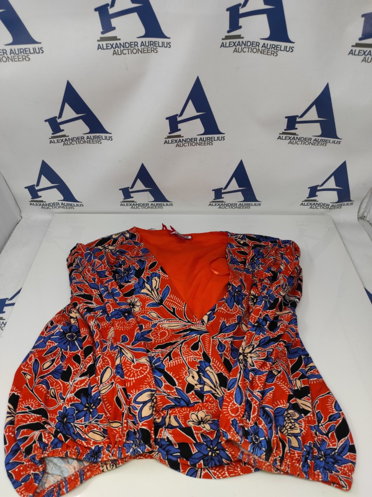 Joe Browns Women's Floral Drape Front Long Sleeve Wrap Casual Dress, Orange/Blue, Size