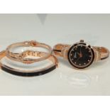 Clastyle Women's Watch Set Rose Gold Elegant Women's Watches Ceramic Wristwatch with 3