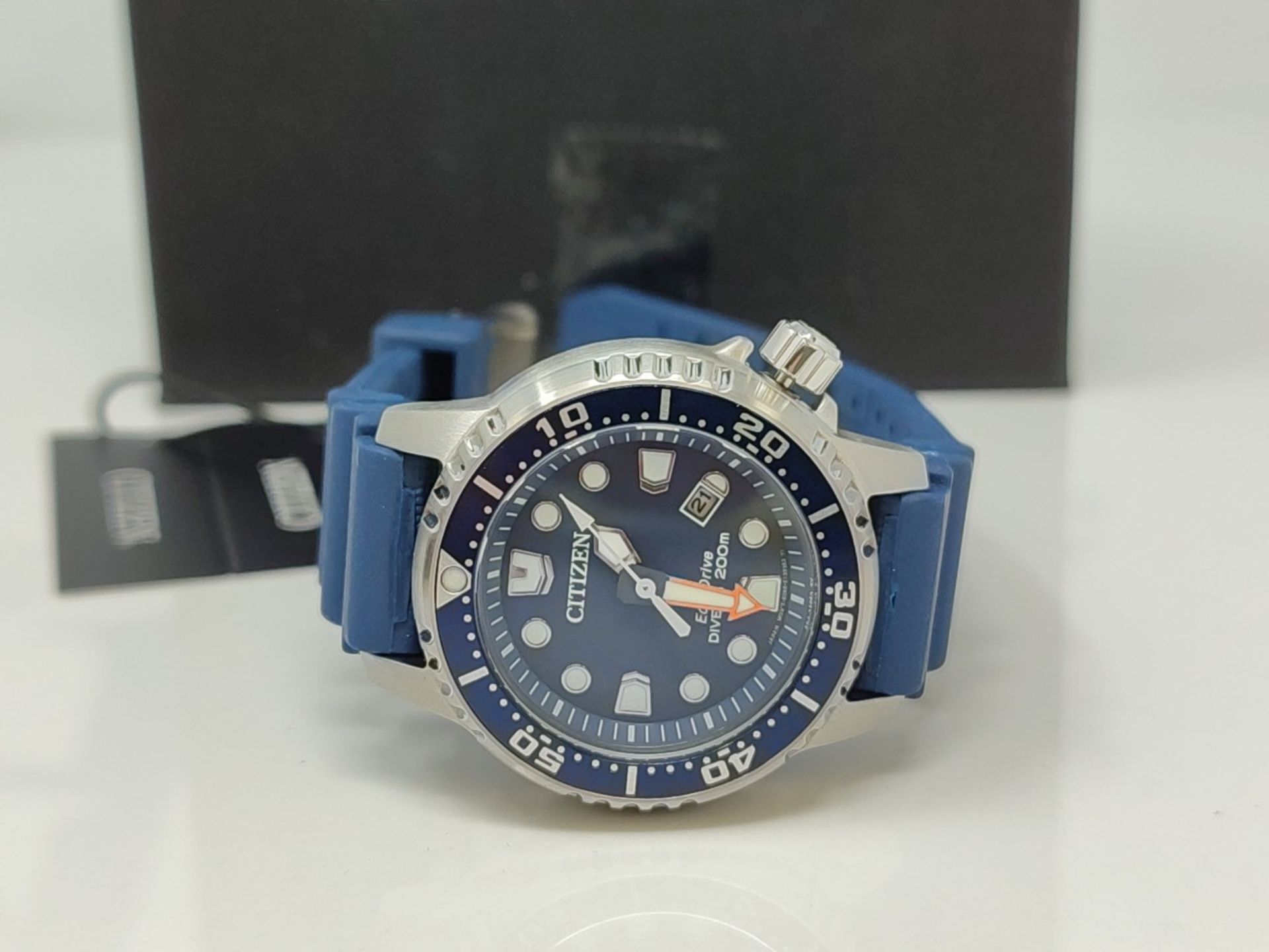RRP £175.00 Citizen Men's Analog Quartz Watch with Rubber Strap EP6051-14L, Blue - Bild 2 aus 3