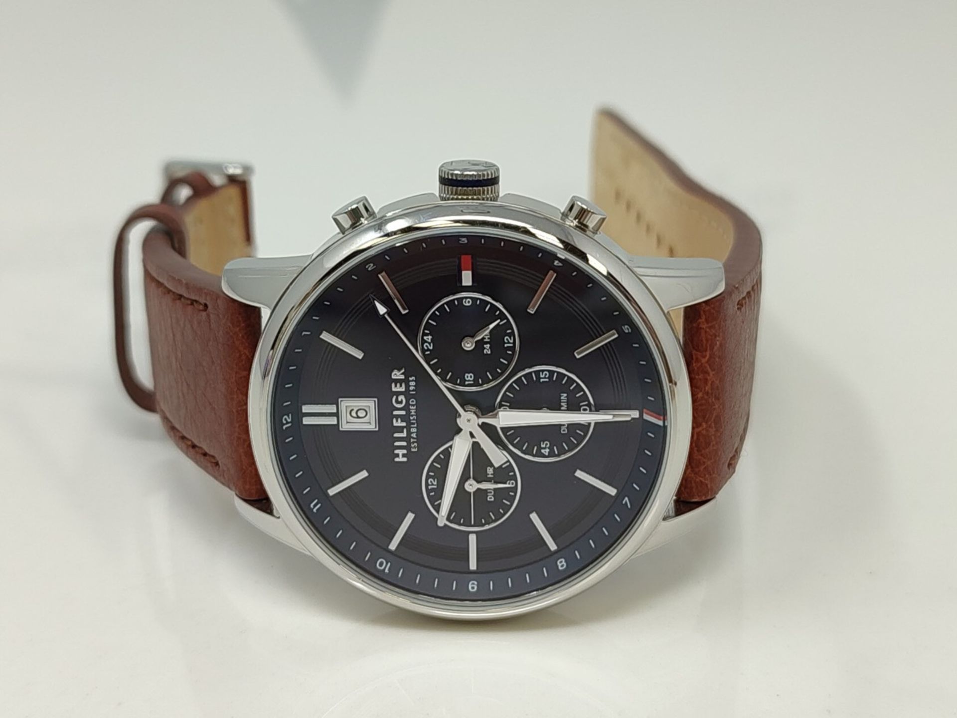 RRP £119.00 Tommy Hilfiger Multi Dial Quartz Watch for Men with Light Brown Leather Strap - 179162 - Image 2 of 3