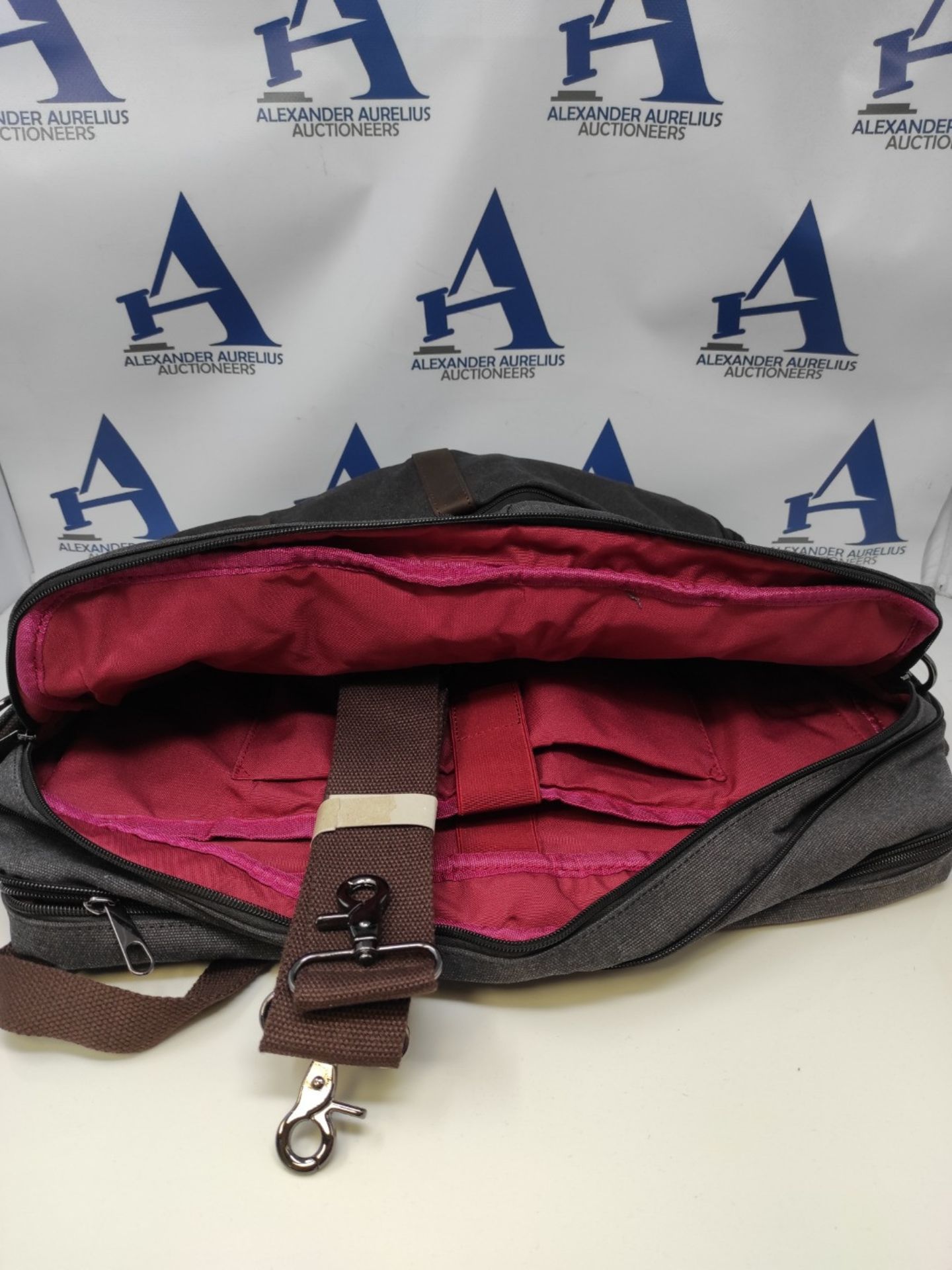 Baosha 3 in 1 convertible canvas leather handbag laptop backpack briefcase fits 15.6 1 - Bild 2 aus 2