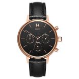 RRP £61.00 Analog quartz watch for women with black leather strap - D-Fc01-Rgbl