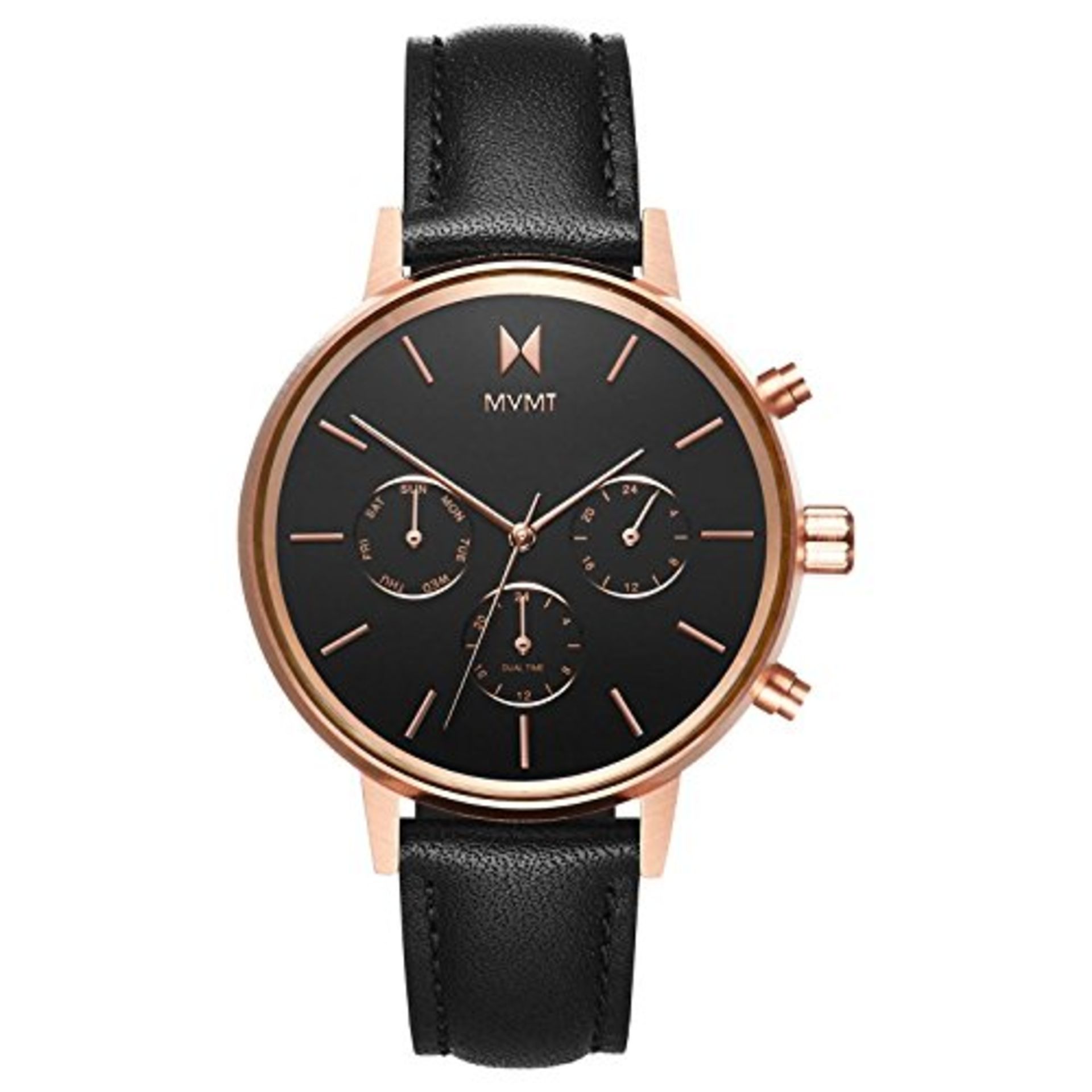 RRP £61.00 Analog quartz watch for women with black leather strap - D-Fc01-Rgbl