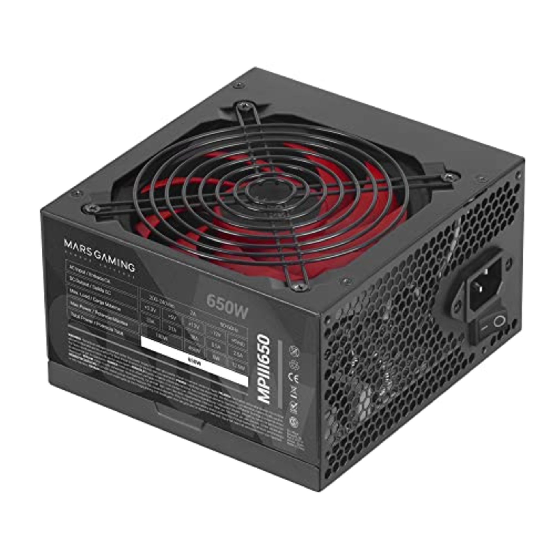 Mars Gaming MPIII650, PC ATX 650W Power Supply, 5 Year Warranty, Quiet AI-RPM Technolo