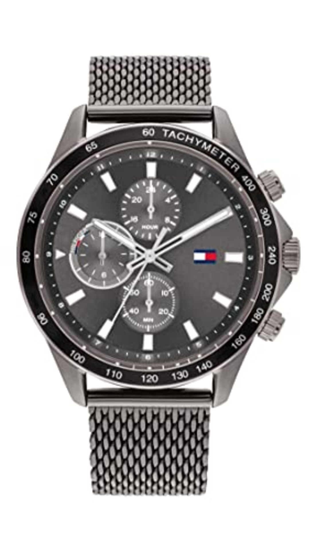 RRP £145.00 Tommy Hilfiger Multi-Dial Quartz Watch for Men with Red Bronze Stainless Steel Mesh Li