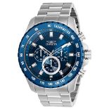 RRP £102.00 Invicta Speedway - Men's Stainless Steel Watch with Quartz Movement - 48 mm, Silver/Bl