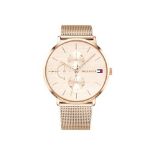 RRP £120.00 Tommy Hilfiger Multi Dial Quartz Watch for Women with Rose Gold Stainless Steel Mesh L