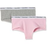 Calvin Klein Jeans Girls Pack of 2 Cotton Stretch Strings, Multicolor (Grey Heather/Un