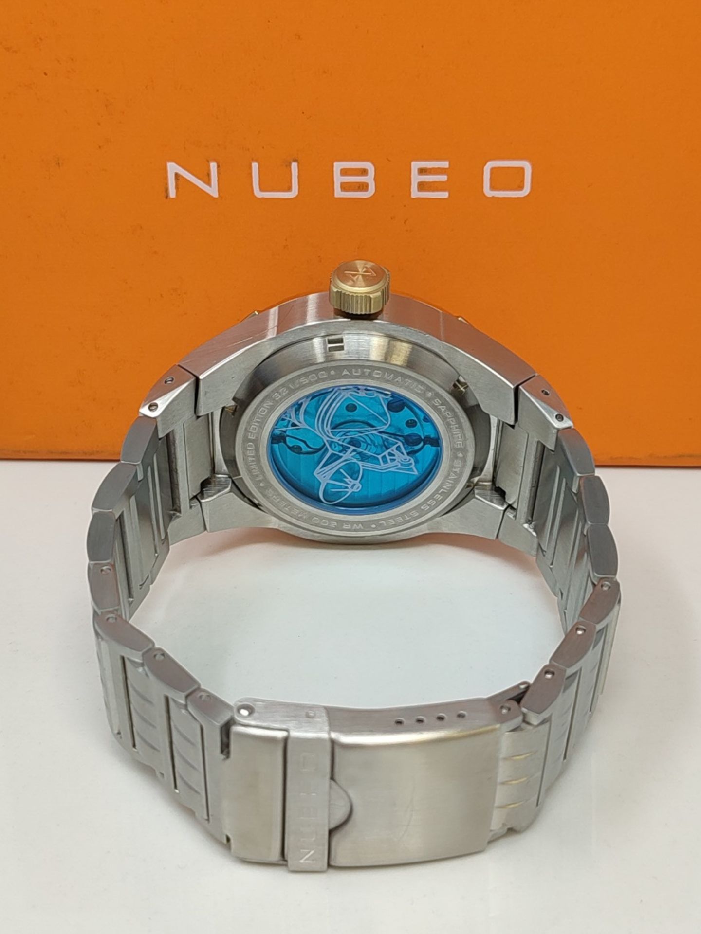 RRP £364.00 Nubeo Men's 49mm Space Galileo Green Automatic Watch with Solid Stainless Steel Bracel - Image 2 of 2