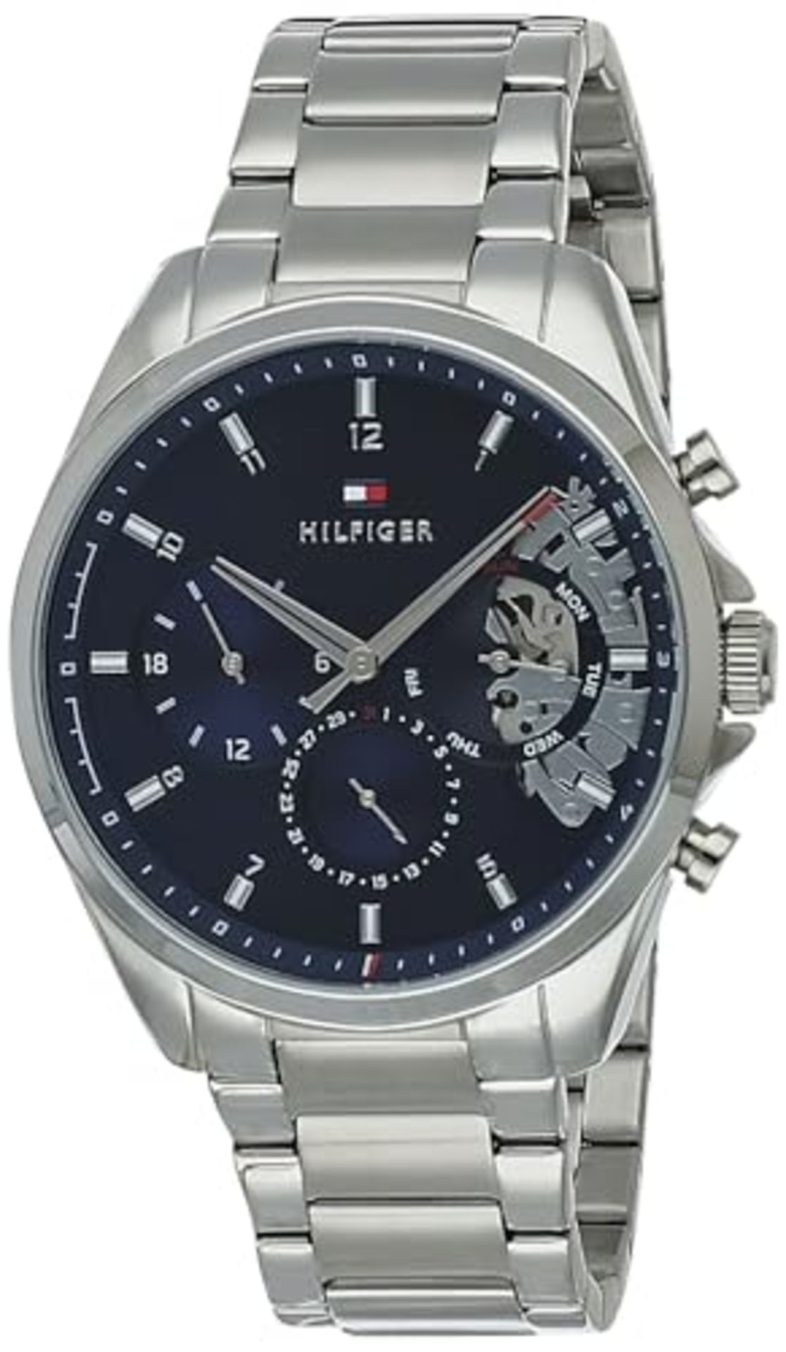 RRP £135.00 Tommy Hilfiger Multi Dial Quartz Men's Watch with Silver Stainless Steel Bracelet - 17