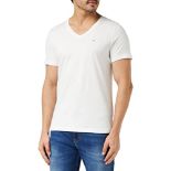 Tommy Hilfiger Tommy Jeans Men's Short Sleeve T-Shirt TJM Original V-Neck, White (Clas