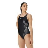 Arena Swim Pro Back Graphic One-Piece Swimsuit, Woman, Black (Black/Freak Rose), 50