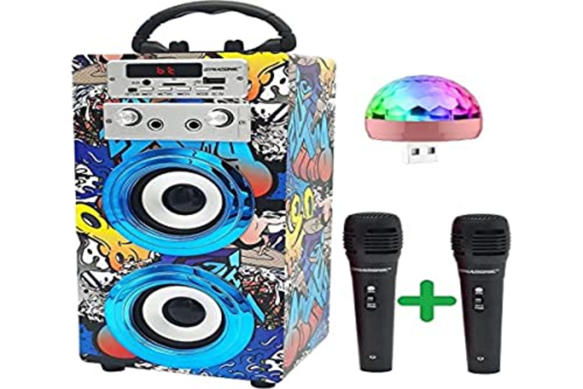 RRP £57.00 DYNASONIC Karaoke Speaker with microphone, original gifts for boys and girls, karaoke
