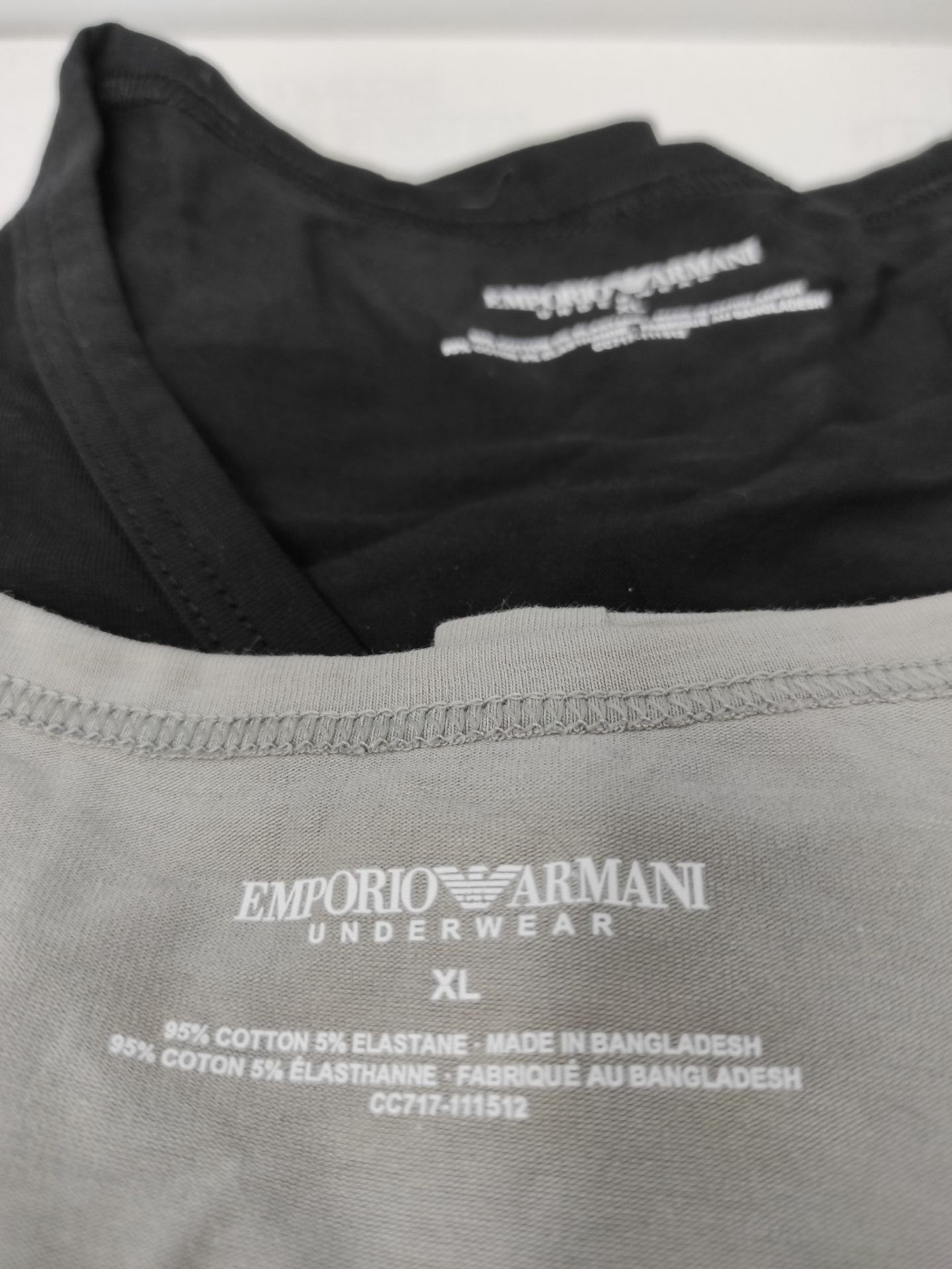 Emporio Armani Men's 2-Pack V Neck T-Shirt Essential Core Logo band T-Shirt, Black Gre - Image 3 of 3