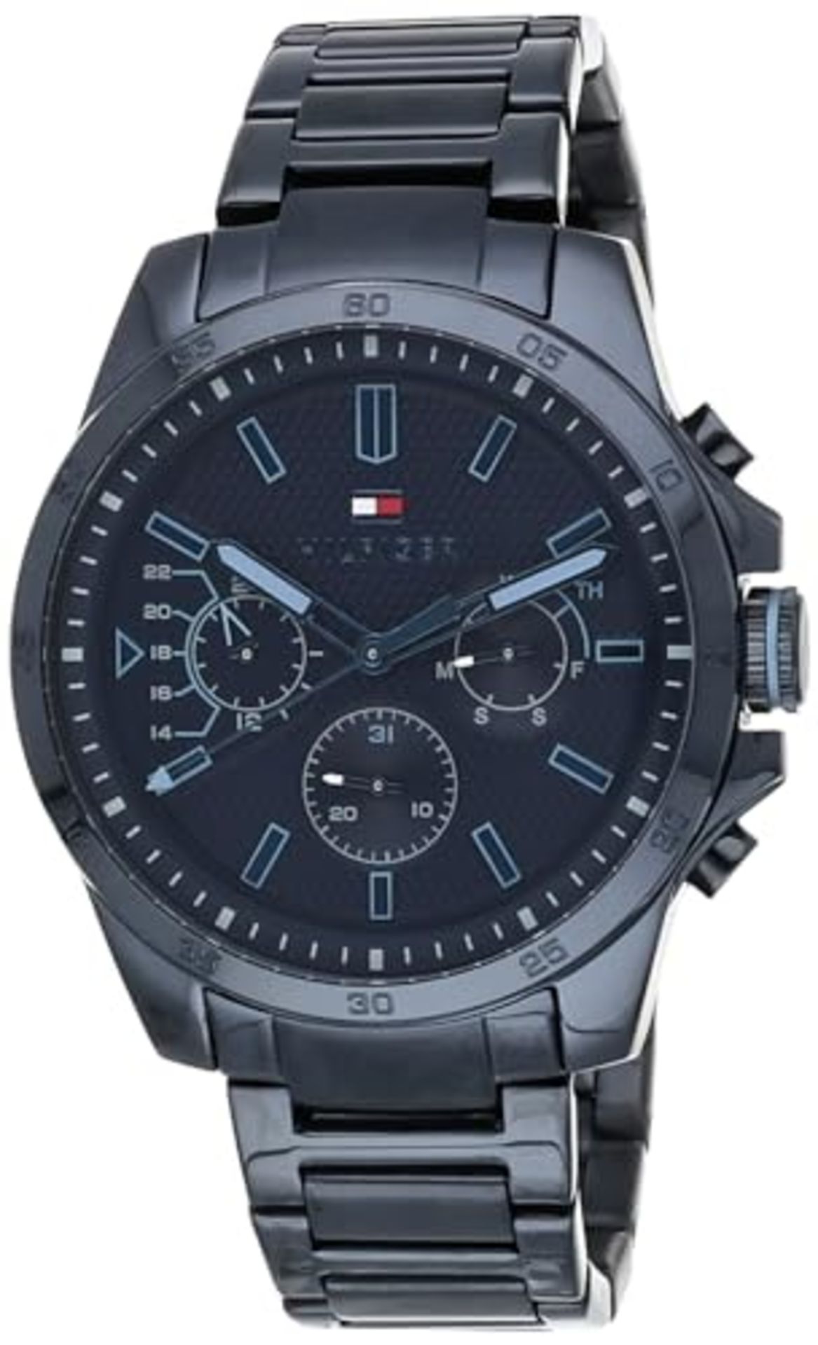 RRP £265.00 Tommy Hilfiger Analog Multifunction Quartz Watch for Men with Blue Stainless Steel Bra