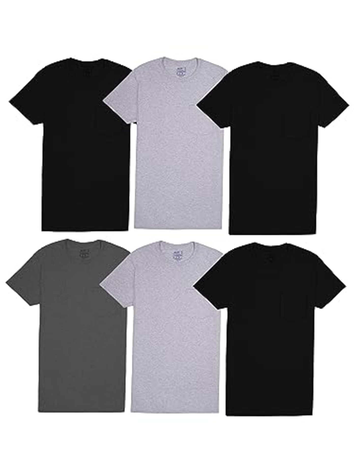 Fruit of the Loom Men's Pocket T-Shirt Multipack Underwear, Undershirt - 6-Pack - Colo