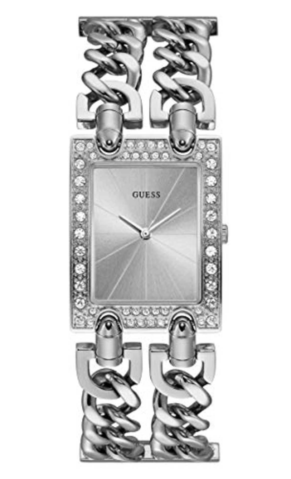 RRP £180.00 Guess women's analog watch with heavy metal and stainless steel band.