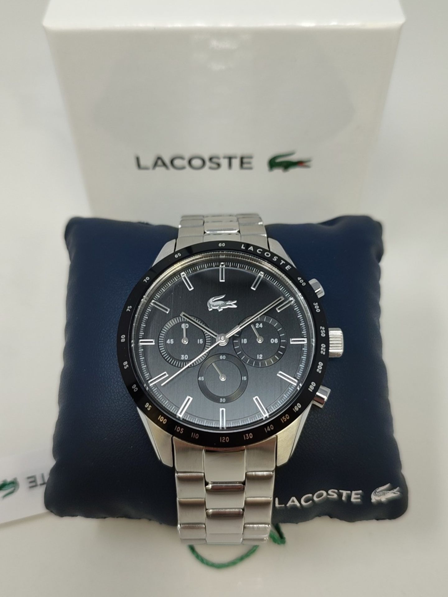 RRP £143.00 Lacoste Chronograph Quartz Watch for Men with Silver Stainless Steel Bracelet - 201107 - Image 2 of 3