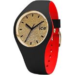 RRP £54.00 Ice-Watch - ICE loulou Gold Glitter - Black women's watch with silicone strap - 007238