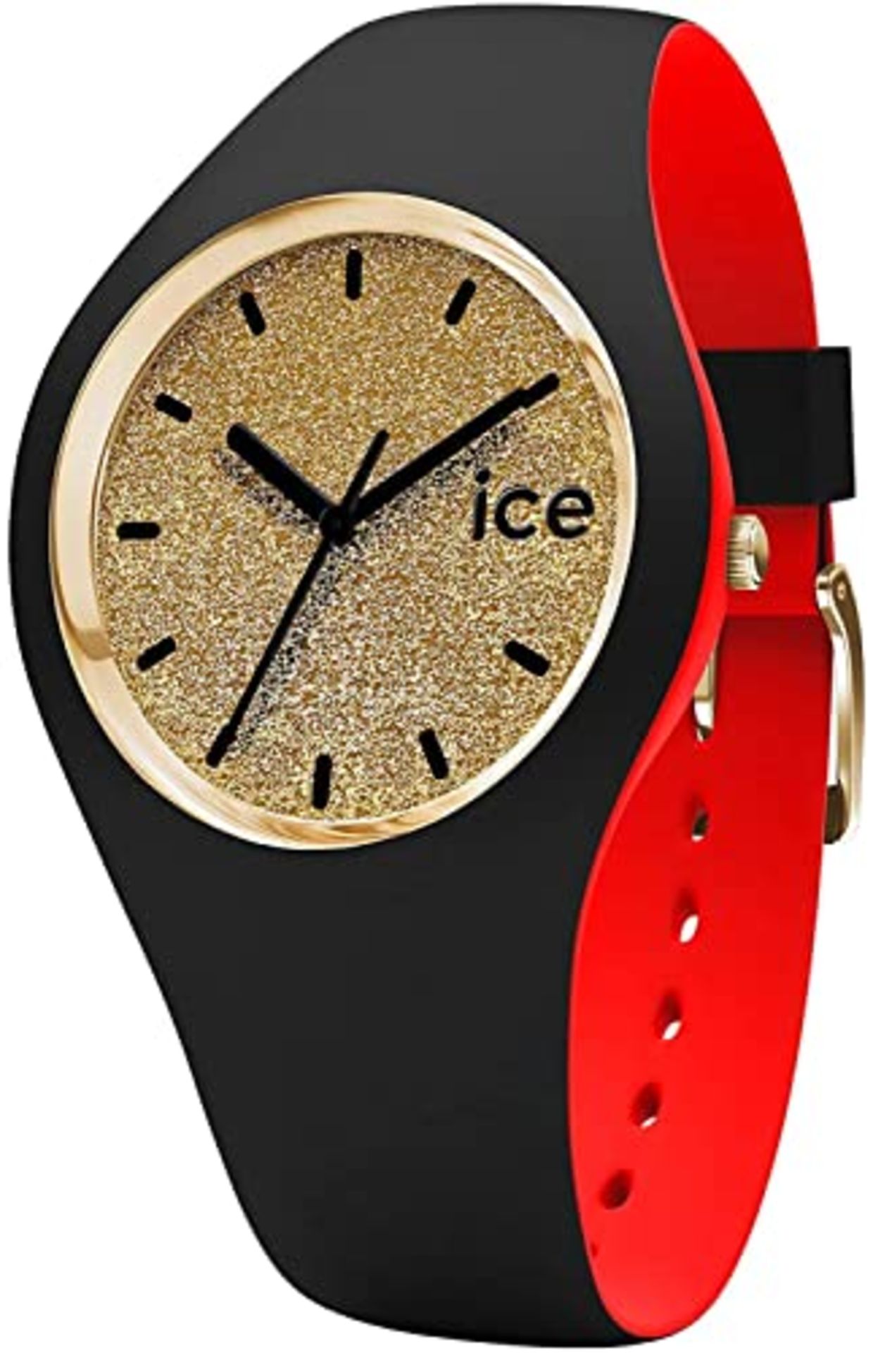 RRP £54.00 Ice-Watch - ICE loulou Gold Glitter - Black women's watch with silicone strap - 007238