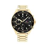 RRP £153.00 Tommy Hilfiger Multi Dial Quartz Watch for Men with Gold-Tone Stainless Steel Bracelet