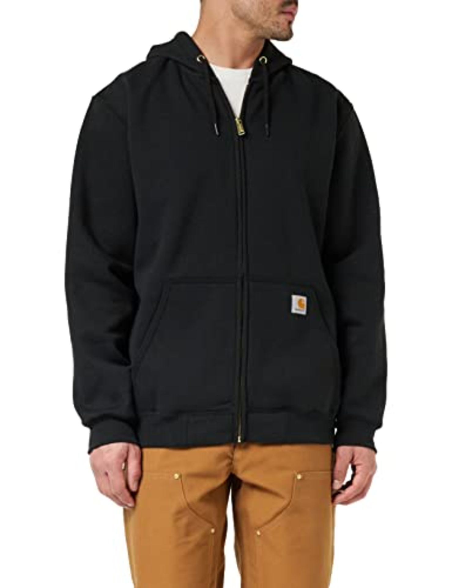 RRP £55.00 Carhartt Men's Loose Fit, Medium-Weight Full-Zip Sweatshirt, Black, L
