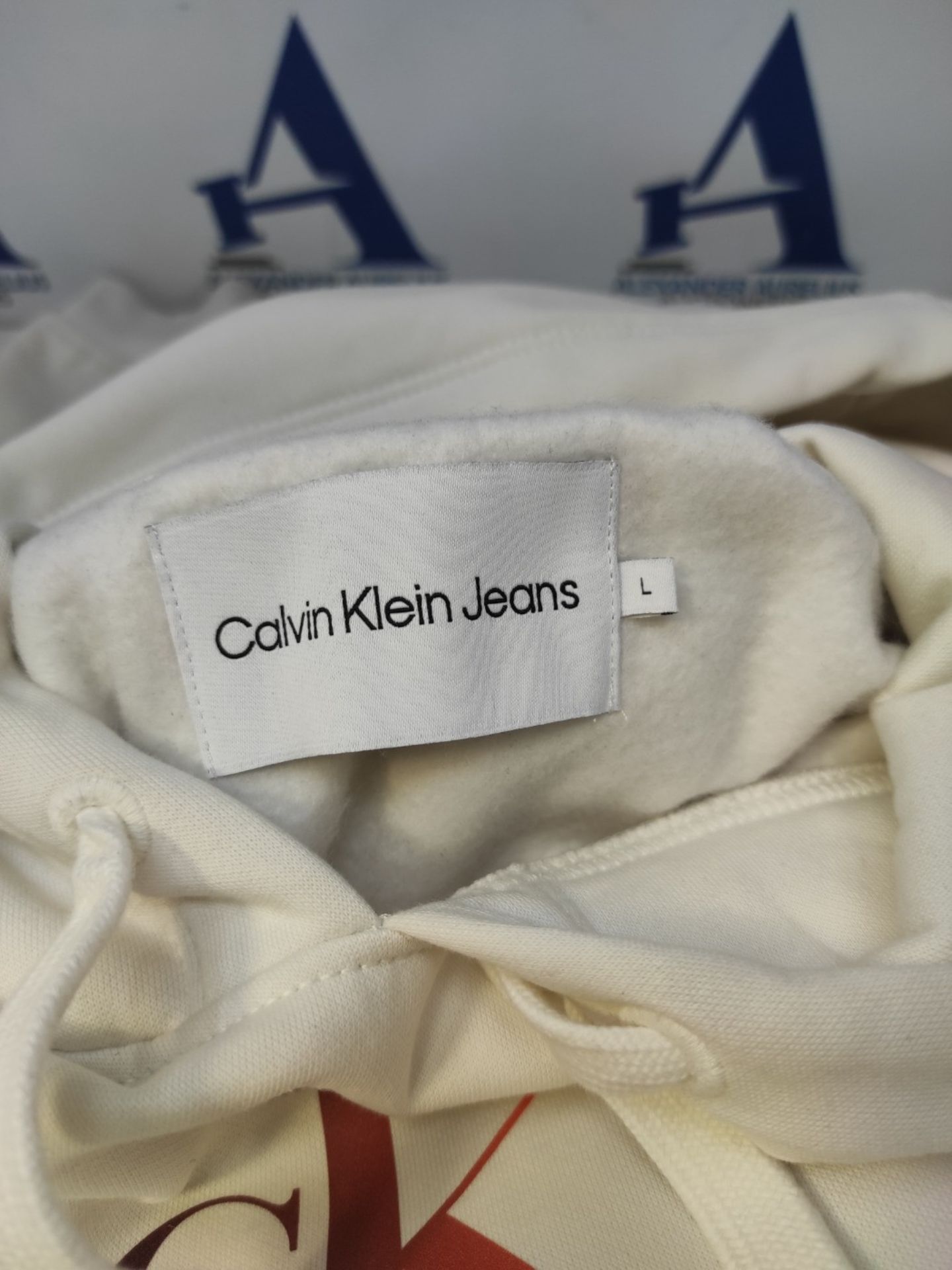 RRP £59.00 Calvin Klein Women's Gradient Hooded Sweatshirt with Hood, White (Ivory), L - Image 3 of 3