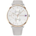 RRP £119.00 Tommy Hilfiger Multi Dial Quartz Watch for Women with Grey Leather Strap - 1781946