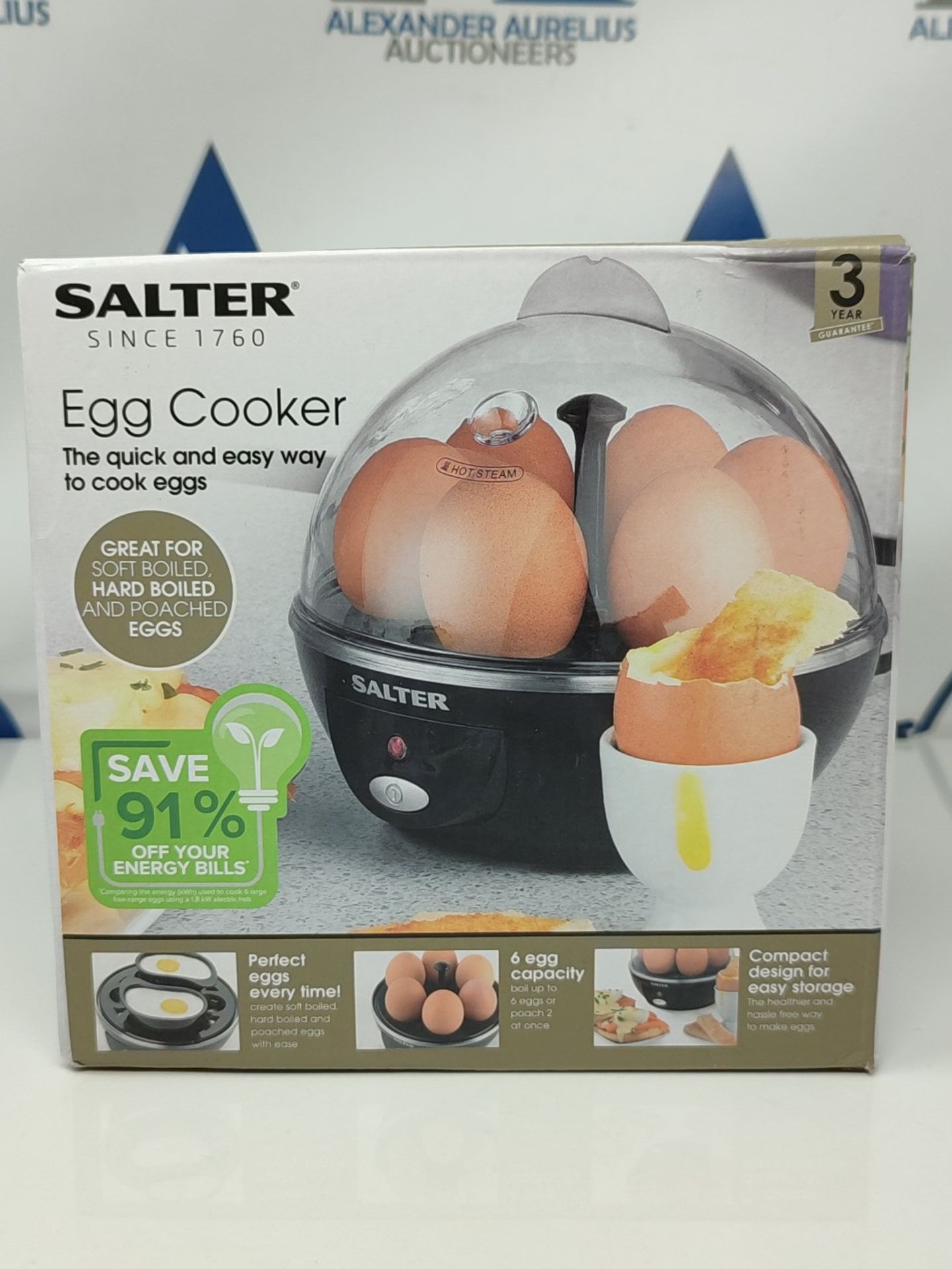 Salter EK2783 Electric Egg Boiler - Cooking Rack Holds Up To 6 Eggs, For Soft, Medium - Image 2 of 3