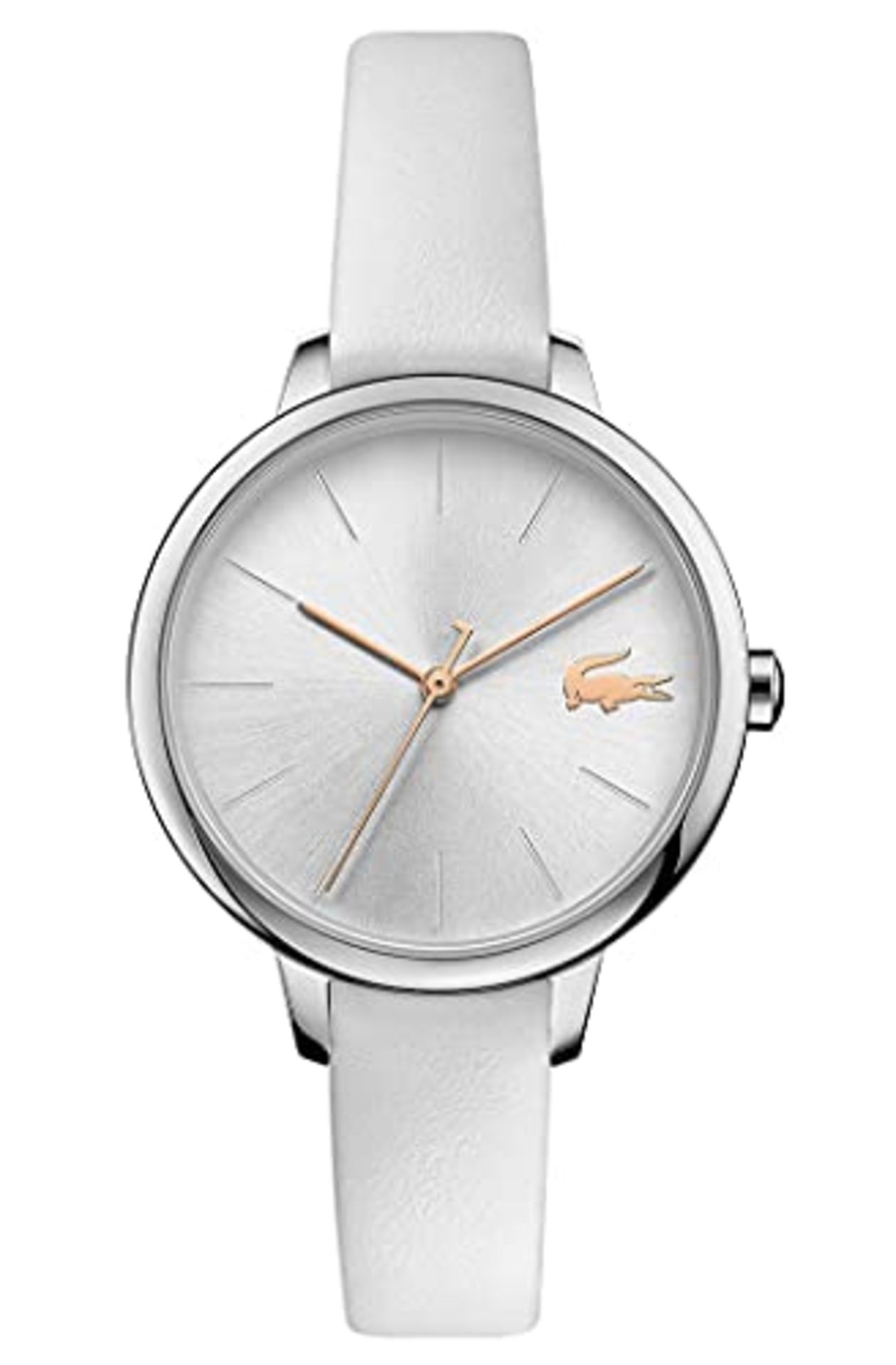 RRP £119.00 Lacoste analog quartz watch for women with white leather strap - 2001159