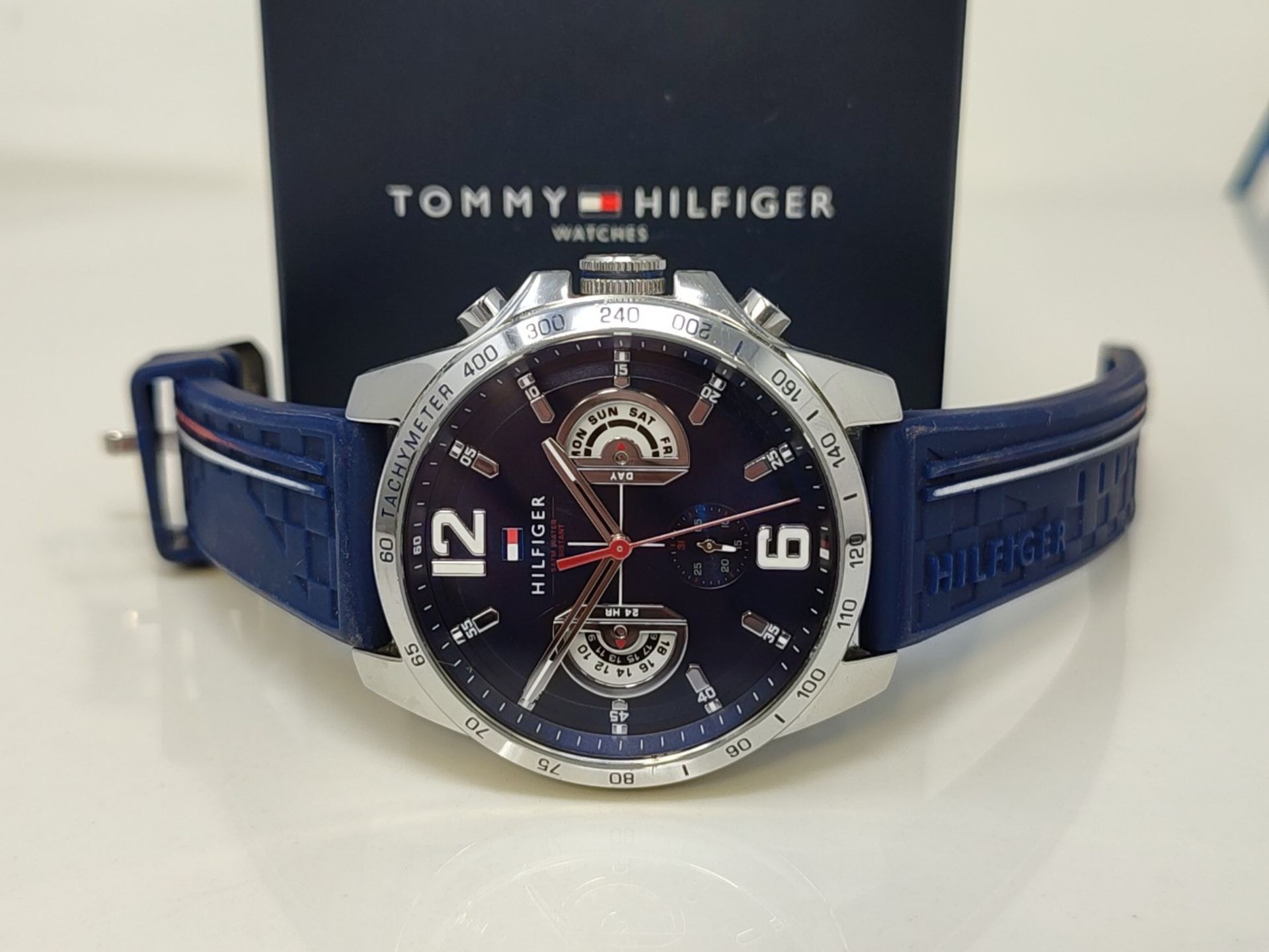 RRP £116.00 Tommy Hilfiger Multi Dial Quartz Watch for Men with Navy Blue Silicone Strap - 1791476 - Image 2 of 3
