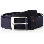 Tommy Hilfiger Men's Belt Adan 3.5 cm Nubuck Leather Belt, Blue (Space Blue), 95