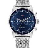 RRP £134.00 Tommy Hilfiger Multifunction Analog Quartz Watch for Men with Silver Stainless Steel M