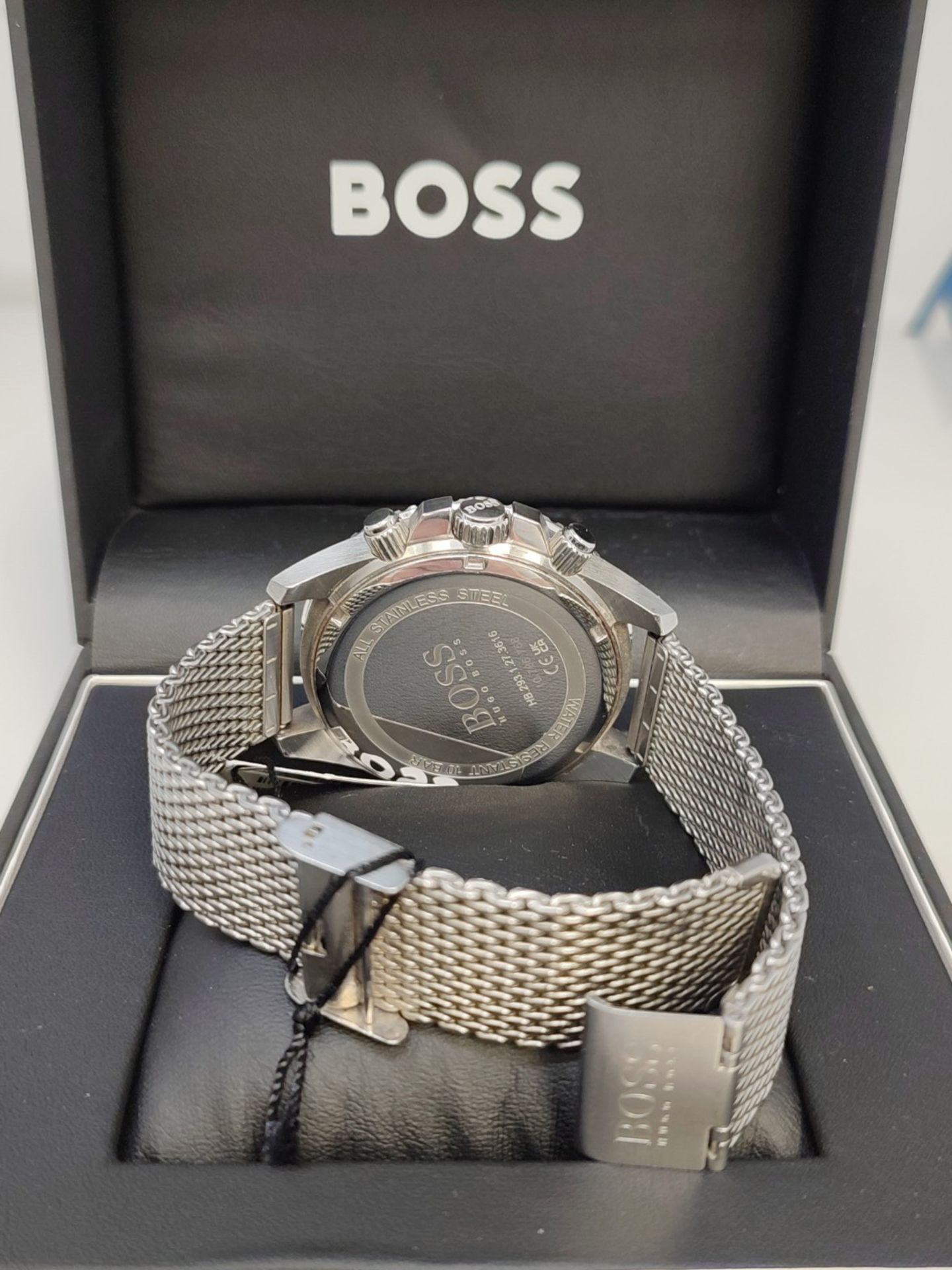 RRP £268.00 BOSS Chronograph Quartz Watch for Men with Silver Stainless Steel Mesh Bracelet - 1513 - Image 3 of 3