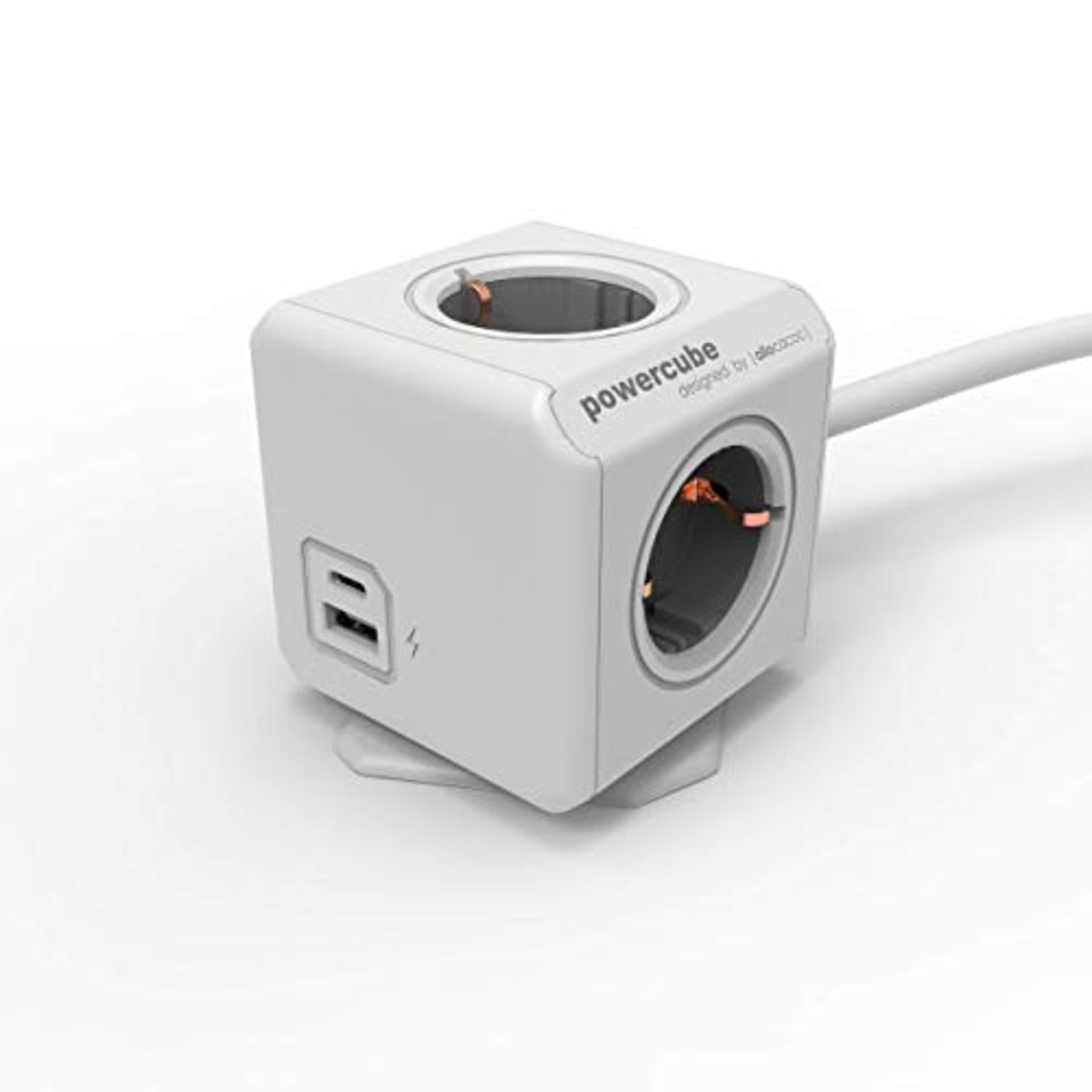 Allocacoc PowerCube Extended USB - 4 x power outlet, 1 x USB-C and 1 x USB-A, 1.5m cab