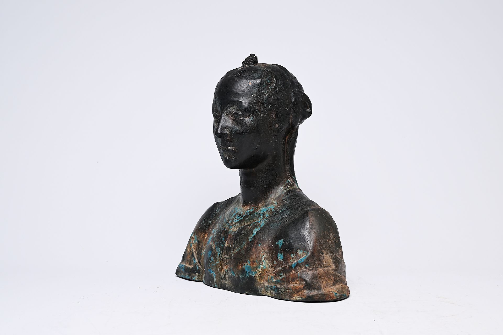 European school: Bust of a lady, patinated terracotta, 19th/20th C. - Image 3 of 9