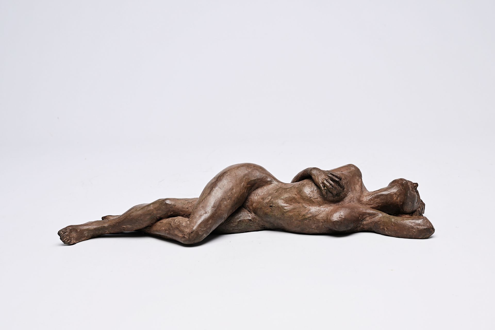 Christian Charvet (1951): 'Odalisque', brown patinated bronze, ed. E.A. II/IV, foundry mark 'Fonderi