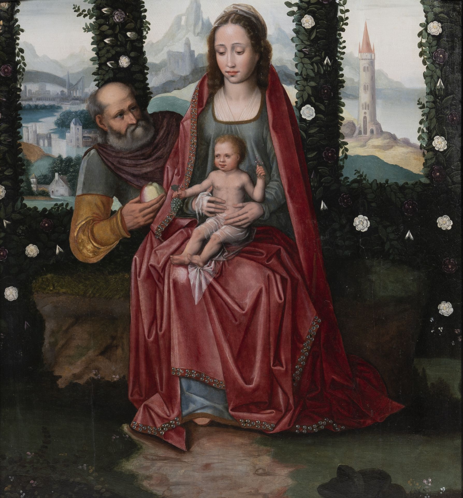 Pieter Claeissins (1500-1576): The Holy Family, oil on panel - Image 2 of 6